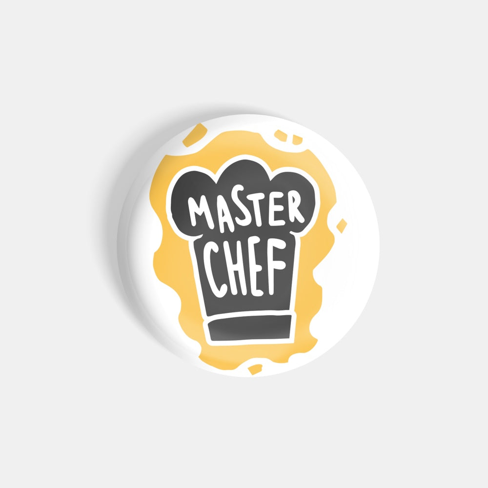 dhcrafts Round Fridge Magnet White Food Lovers Master Chef Glossy Finish Design Pack of 1
